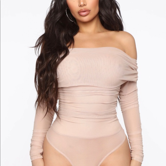 Brand new off shoulder Fashion Nova Sheer arms bodysuit - Picture 2 of 6